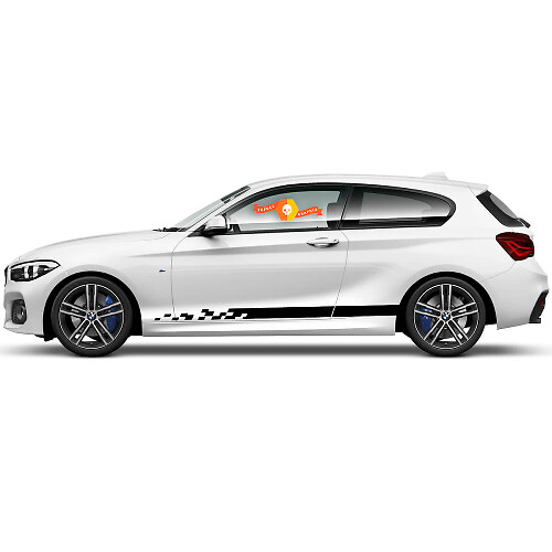 Paar Vinyl Decals Grafische Stickers zijrockerpaneel voor BMW 1 Serie 2015 instortende zwarte streep
