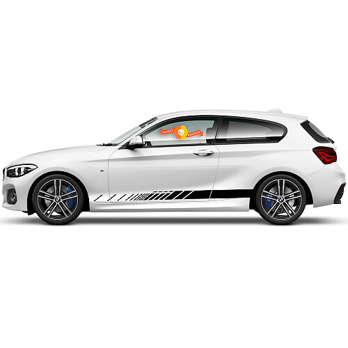 Paar Vinylstickers Grafische Stickers voor de zijkant van BMW 1 Serie 2015 rocker panel classic line
