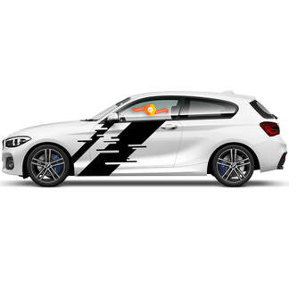 Paar vinylstickers Grafische stickers zijkant BMW 1-serie 2015 Zwarte gleufstrip
