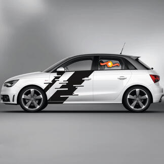 2x vinylstickers grafische stickers Audi A1 autorace strepen breed lint 2022

