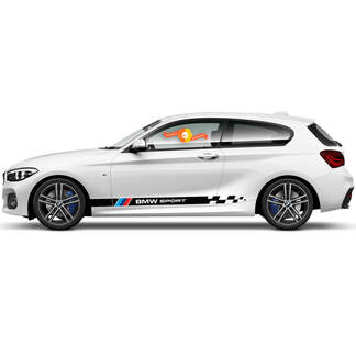 Paar vinylstickers Grafische stickers zijkant BMW 1-serie 2015 geblokte vlag Rockerpaneel sport nieuw
