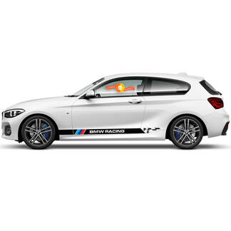 Paar vinyl stickers grafische stickers zijkant BMW 1 serie 2015 geblokte vlag Rocker paneel Racing stijl 2022
