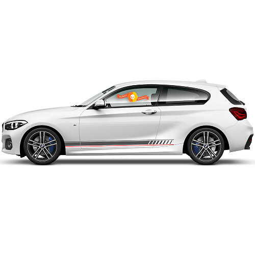 2x Vinyl Stickers Grafische Stickers zijde bmw 1 serie 2015 rocker panel Racing stijl grijs
