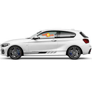 2x vinylstickers grafische stickers zijkant BMW 1-serie 2015 dorpelstrip
