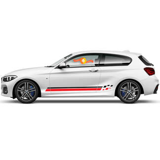 2 x vinylstickers grafische stickers zijkant BMW 1-serie 2015 deurstrepen nieuw
