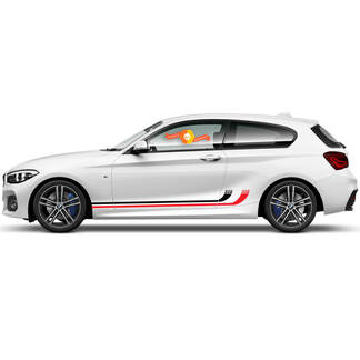 2 x vinylstickers grafische stickers zijkant BMW 1-serie 2015 deur gebogen strepen nieuw
