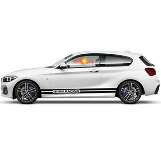 2 x vinylstickers grafische stickers zijkant BMW 1-serie 2015 geruite vlag rockerpaneel racebaan nieuw
