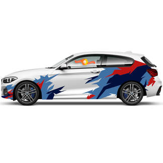2 x vinylstickers, grafische stickers, zijkant BMW 1-serie 2015, deurbrandrace
