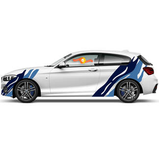 2 x vinylstickers, grafische stickers, zijkant BMW 1-serie 2015, zeestijl
