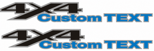 4x4 Aangepaste Tekst Blauwe Blokletters Vinyl Sticker Voor Zijpaneel Dodge Ram 1500
