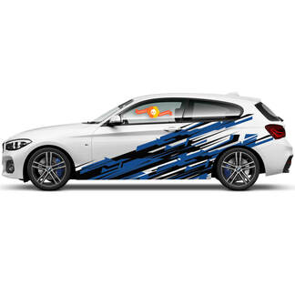 2 x vinylstickers grafische stickers zijkant BMW 1-serie 2015 groot stijlvol
