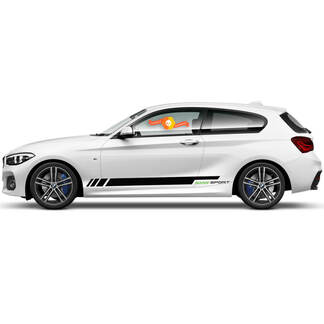 2 x vinylstickers grafische stickers zijkant BMW 1-serie 2015 rocker panel sport 2022
