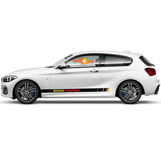 2x vinyl stickers grafische stickers zijkant BMW 1 serie 2015 rocker paneel geruite vlag tekening Garmany

