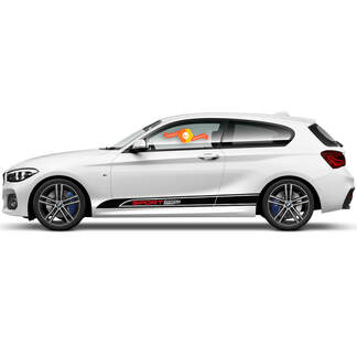 2x vinylstickers grafische stickers zijkant BMW 1-serie 2015 rockerpaneel Sport Edition

