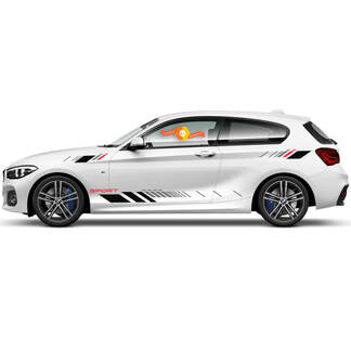 Paar vinyl stickers grafische stickers zijkant BMW 1 serie 2015 rocker paneel geblokte vlag sport stijl 2022
