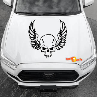 Vinylstickers Grafische stickers Autokap Grote schedel met vleugels tekening Memento Mori 2022

