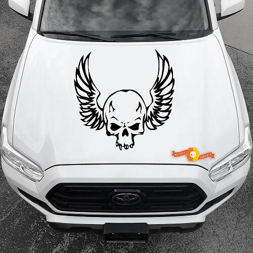Vinyl Stickers Auto Kap Grote Schedel met Vleugels Tekening Memento Mori 2022
