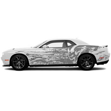Demon Logo Grunge Stijl Zijkant Vinyl Decal Sticker voor Dodge Challenger_2