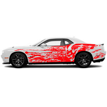 Demon Logo Grunge Stijl Zijkant Vinyl Decal Sticker voor Dodge Challenger_3