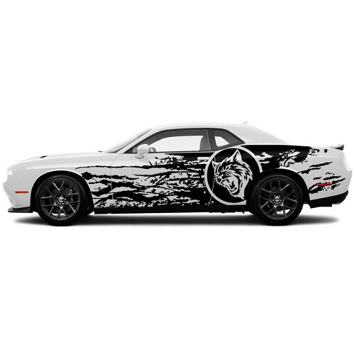 Dodge Challenger Of Charger SRT Hellcat Splash Grunge Side Widebody Kit Nieuwe Hell Cat Vinyl Sticker Decal Grafisch
