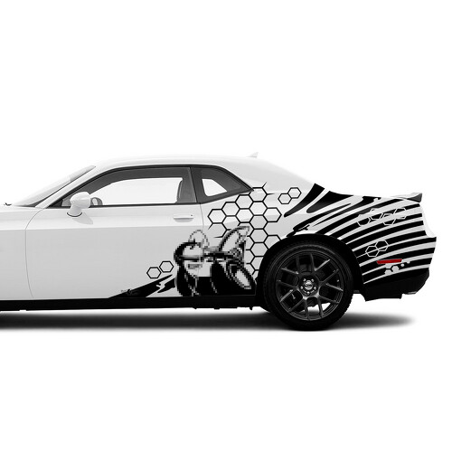 Honeycomb-stijl vinylsticker voor naast het bed voor Dodge Challenger