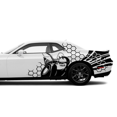 Super Bee & Honeycomb Graphic Zij Vinyl Sticker voor Dodge Challenger