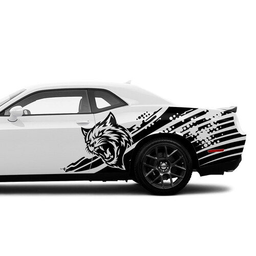 Wildcat-logo stippen en strepen deurside vinyl decal sticker voor Dodge Challenger