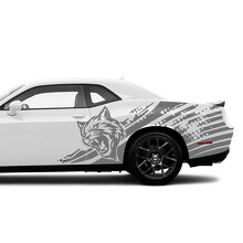 Wildcat-logo stippen en strepen deurside vinyl decal sticker voor Dodge Challenger_2