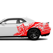 Wildcat-logo stippen en strepen deurside vinyl decal sticker voor Dodge Challenger_3