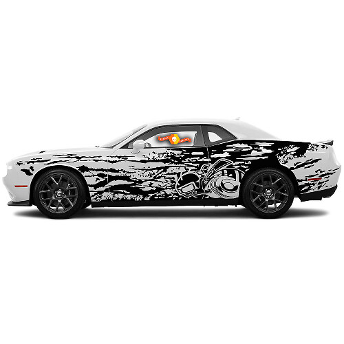 Super Bee Grunge-stijl zijvinylstickerset voor Dodge Challenger Charger