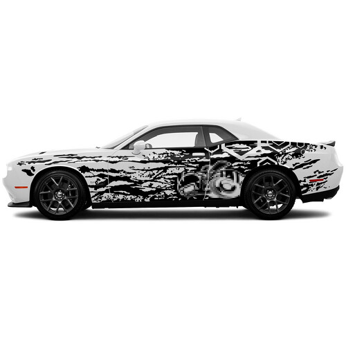 Modderspat & Hexagon Grafisch Zij Vinyl Decal Sticker voor Dodge Challenger
