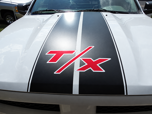 Custom T/X Twin Racing Stripes Motorkap Vinyl Decal Sticker voor Dodge Challenger