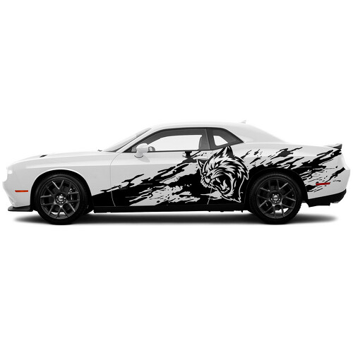 Hellcat gescheurd grunge deurzijde vinyl sticker voor Dodge Challenger