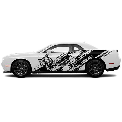 Hellcat Diagonaal Grunge Deurzijde Vinyl Decal Sticker voor Dodge Challenger