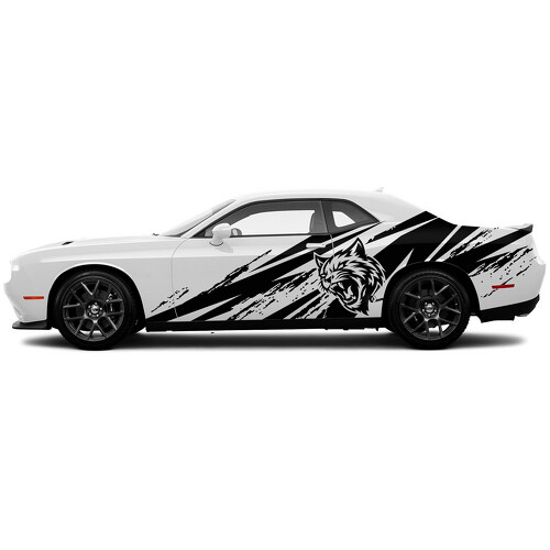 Wildcat verweerd stijl zij Vinyl Decal Sticker voor Dodge Challenger_1