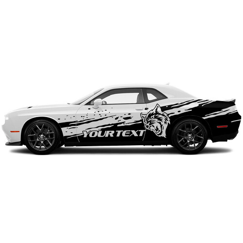 Wildcat & Custom Tekst Versleten Stijl Zij Vinyl Decal Sticker voor Dodge Challenger