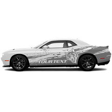 Wildcat & Custom Tekst Versleten Stijl Zij Vinyl Decal Sticker voor Dodge Challenger_2