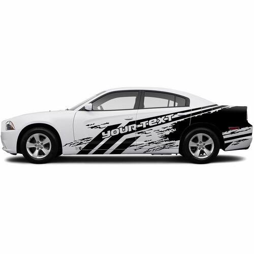Aangepaste Tekst Vernietigde Stijl Zijvinyl Decal Sticker voor Dodge Charger