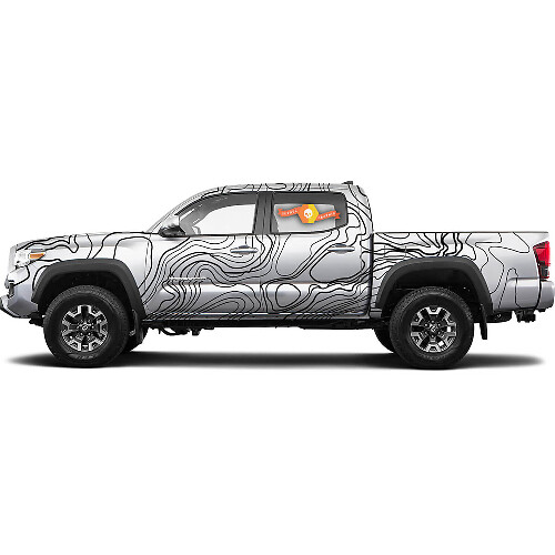 Topografische Kaart Grafische Full Body Vinyl Decal Sticker Voor Toyota Tacoma