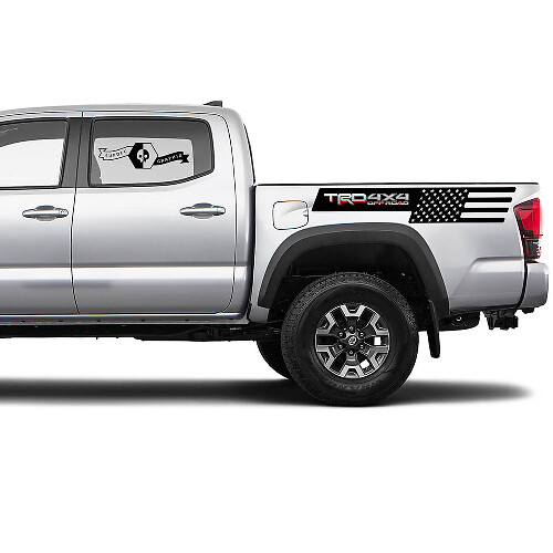 2 Tacoma 2 Kleuren Zij Bed Amerikaanse Vlag TRD 4x4 Off-Road Vinyl Stickers Decal Set voor Toyota Tacoma
