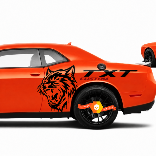 TXT CUSTOM Cat Drip Graphic — Vinylsticker (zijkant) voor Dodge Challenger SRT, Hellcat