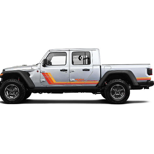 Retro stijl 4x4 off-road zijstrepen vinyl decal kit voor Jeep Gladiator