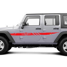 Disctessed Custom Army Ster Zijstrepen Vinyl Decal Set voor Jeep Wrangler_2
