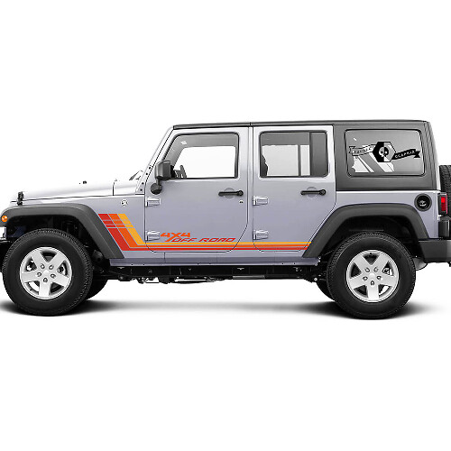Jeep Rubicon Retro Vintage 4x4 Off-Road 4 deuren racestreep kit sport Off Road Graphic Kits
