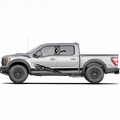 CUSTOM TXT Claw Dubbel Streep Paar Rocker Panel Vinyl Decal Sticker voor Ford F-150 2022