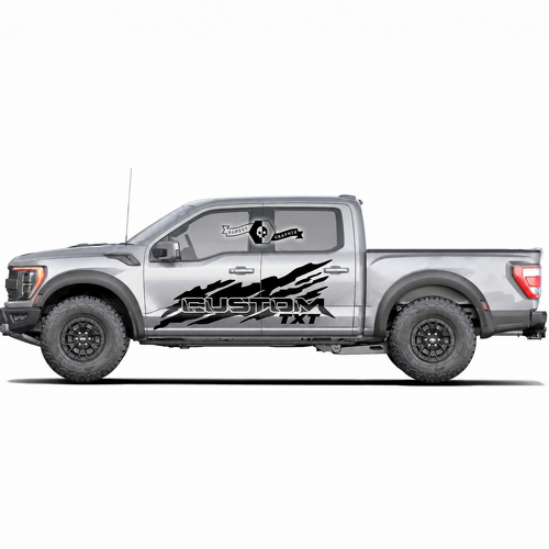 CUSTOM TXT Rising Slash Paar Deur Vinyl Decal Sticker voor Ford F-150 2022