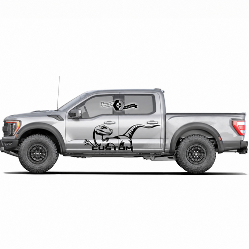 CUSTOM Stevige Letters Dinosauruspaar Deur Vinyl Decal Sticker voor Ford F-150 2022