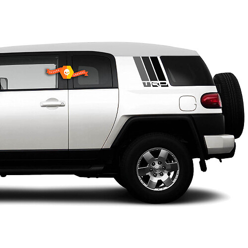 Set van drie kleuren oude school Toyota FJ Cruiser TRD strepen zijvinylstickers voor Toyota FJ Cruiser - Drie exterieurkleuren - Monochroom
