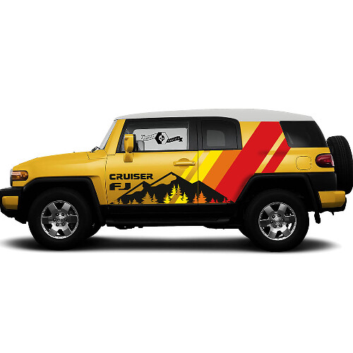 Mountains Forest Vintage Strepen Zij Vinyl Decal Sticker voor Toyota FJ Cruiser