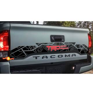 TRD 4x4 PRO Sport Off Road Topografische kaart achterklep Vinyl Stickers Decal fit voor Toyota Tacoma 16-21
